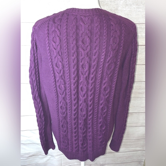 L.L. Bean Double L Cable Knit Crew Neck 100% Cotton Sweater Size XL - Picture 2 of 4